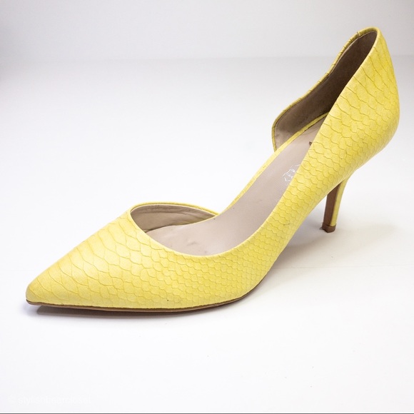 Aldo Shoes - Aldo Leather Pale Yellow Faux Snakeskin Heels